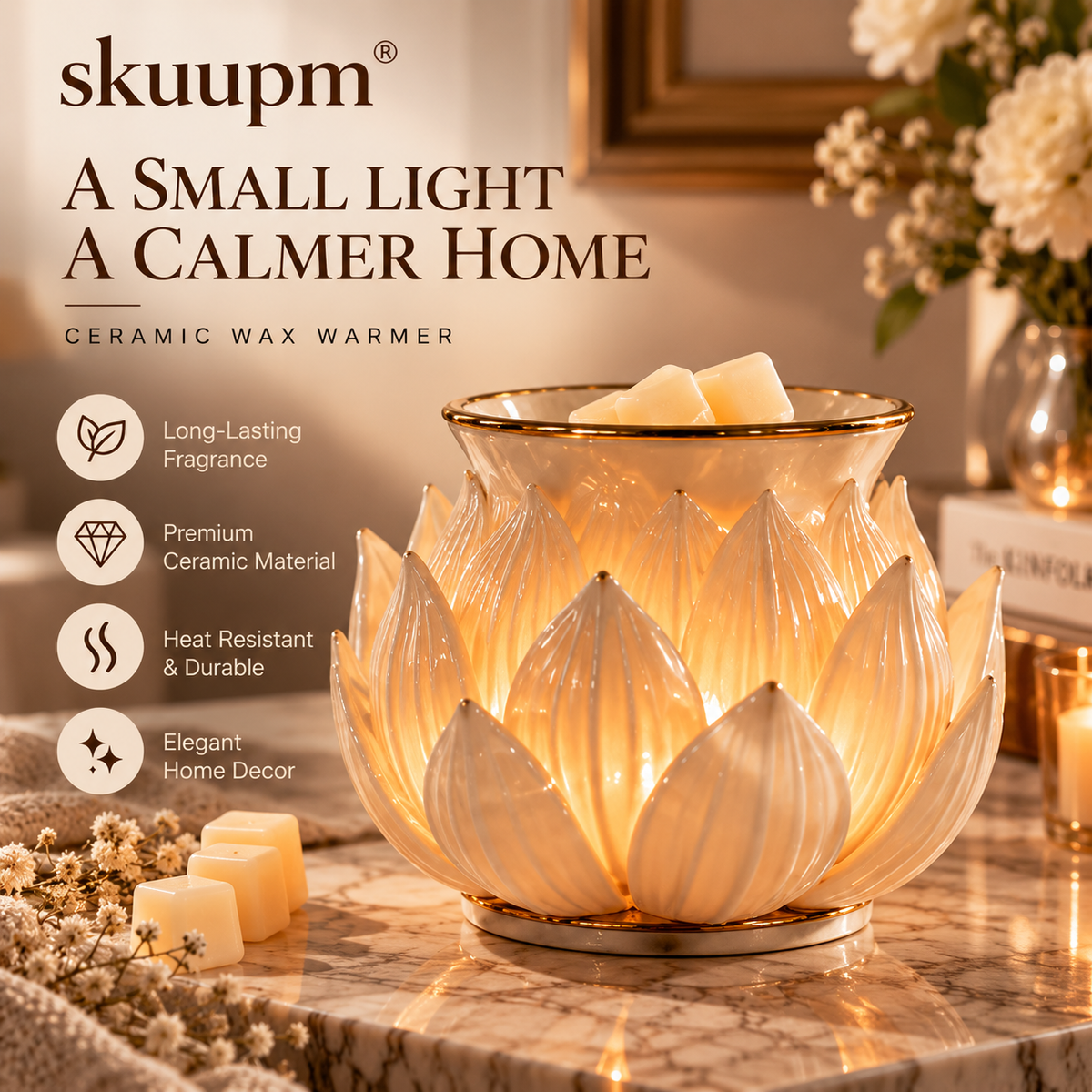 skuupm® Lotus Ceramic Wax Warmer