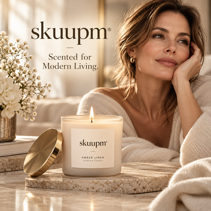 skuupm® Amber Linen Scented Candle – Warm Fragrance, Everyday Elegance