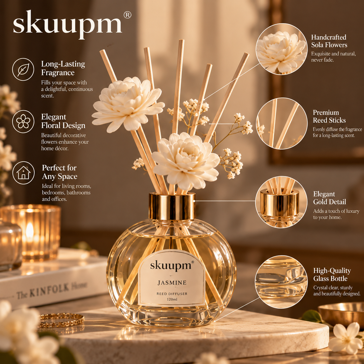 skuupm® Jasmine Reed Diffuser