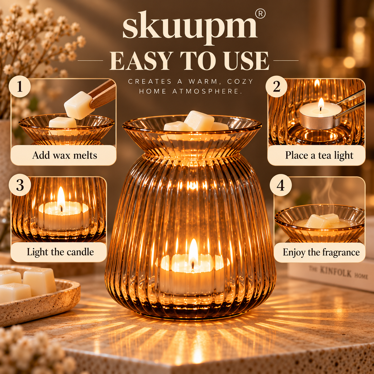 skuupm® Amber Glass Wax Warmer